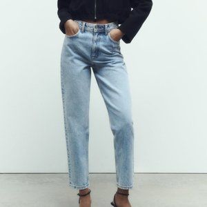Zara high waisted mom fit denim blue jeans